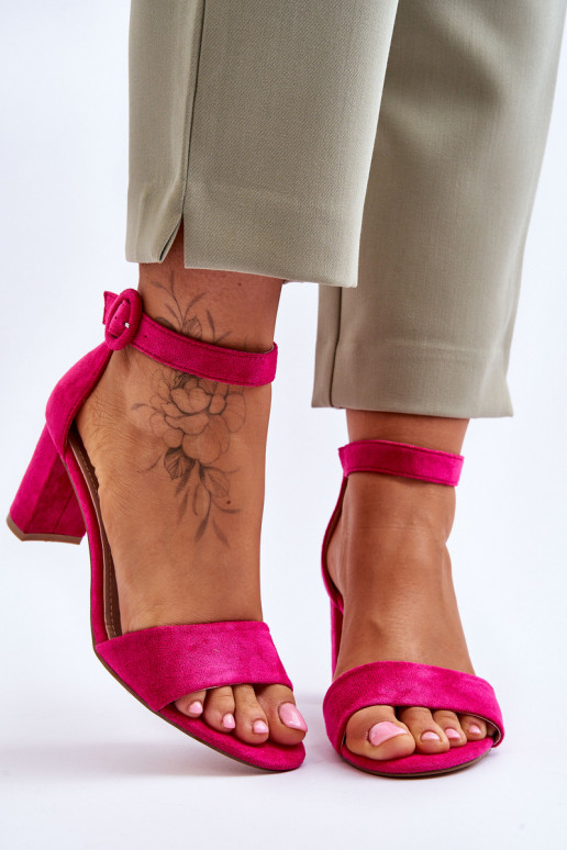 Women's Sandals On Heel suede Fuchsia Lexi