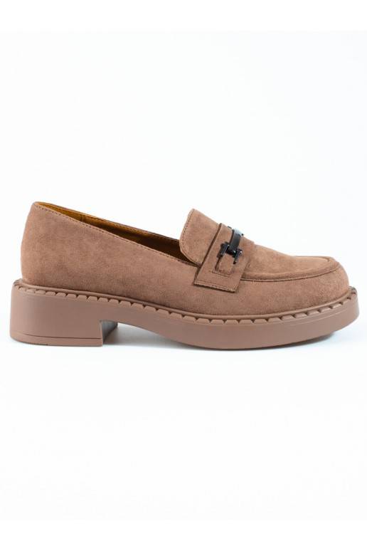 Women's moccasins Potocki with platform Brown color