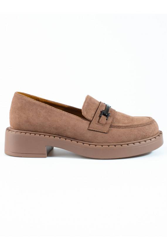 Women's moccasins Potocki with platform Brown color