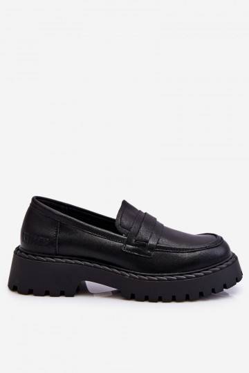 Women's Loafers Leather Shoes Big Star LL274458 Black 2