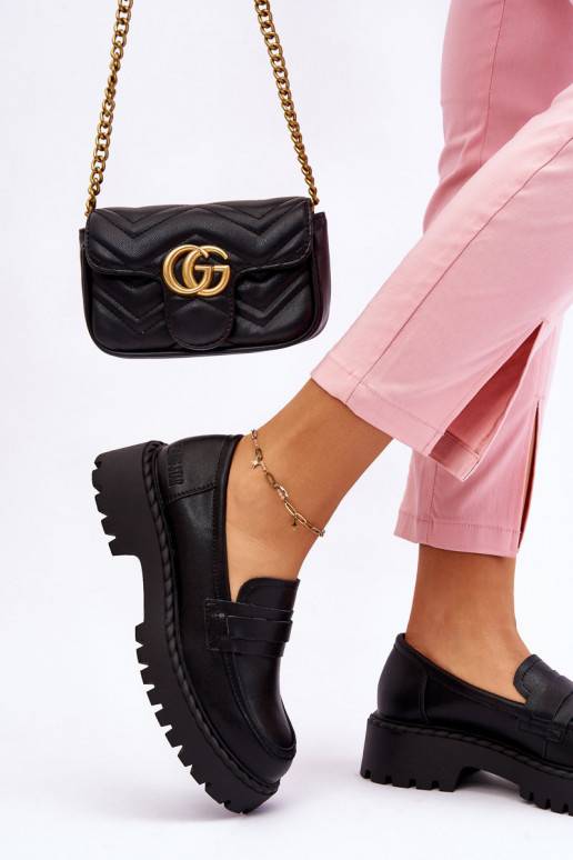 Women's Loafers Leather Shoes Big Star LL274458 Black Women's Loafers Leather Shoes Big Star LL274458 Black