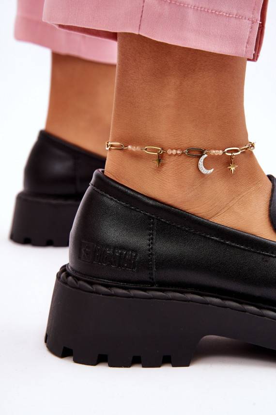 Women's Loafers Leather Shoes Big Star LL274458 Black