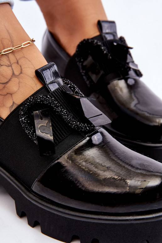 Lacquered Shoes With Ornaments Black Keily Lacquered Shoes With Ornaments Black Keily