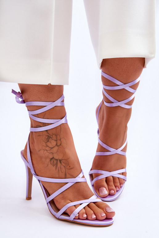 Women's Tied Sandals On A High Heel Purple Meya