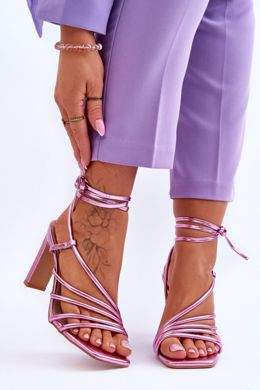 Fashionable Heeled Sandals Pink Tessoro