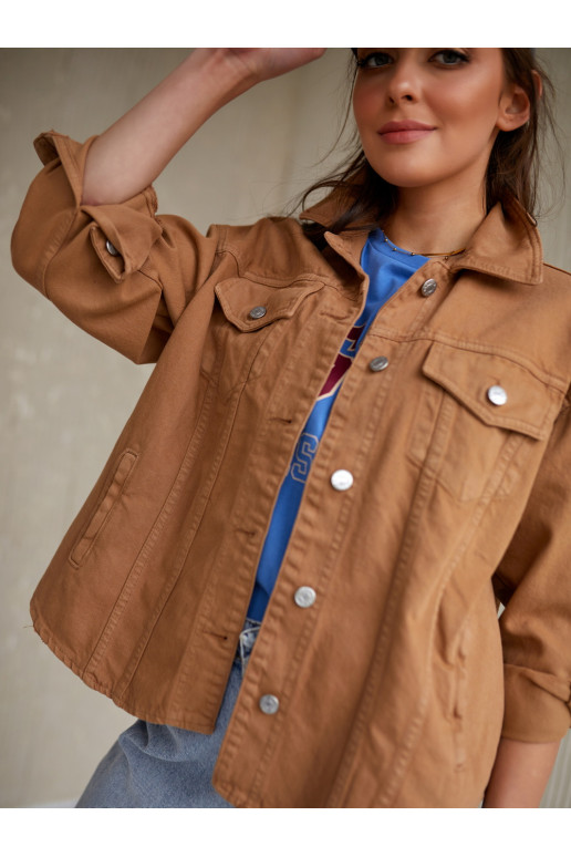 camel color denim jacket