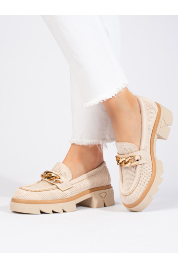 of suede Women's moccasins  Shelovet light beige 2