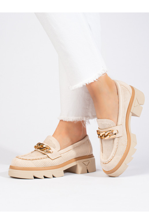 of suede Women's moccasins  Shelovet light beige