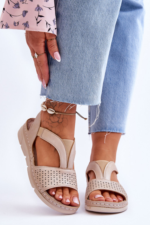 Women's Leather Slip-on Sandals Beige Lora
