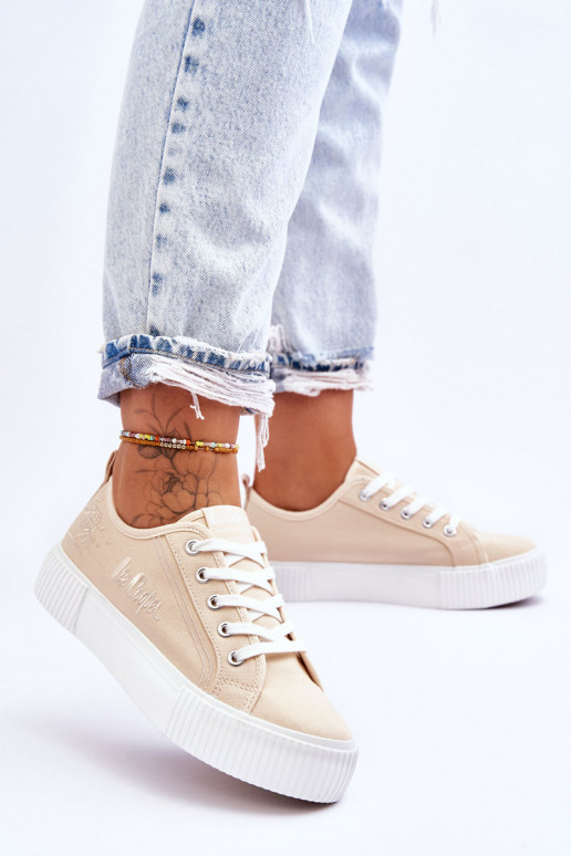 Comfortable Sneakers On The Platform Lee Cooper LCW-23-31-1808L Beige Comfortable Sneakers On The Platform Lee Cooper LCW-23-31-1808L Beige