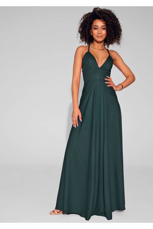 Selena - Shiny green maxi dress