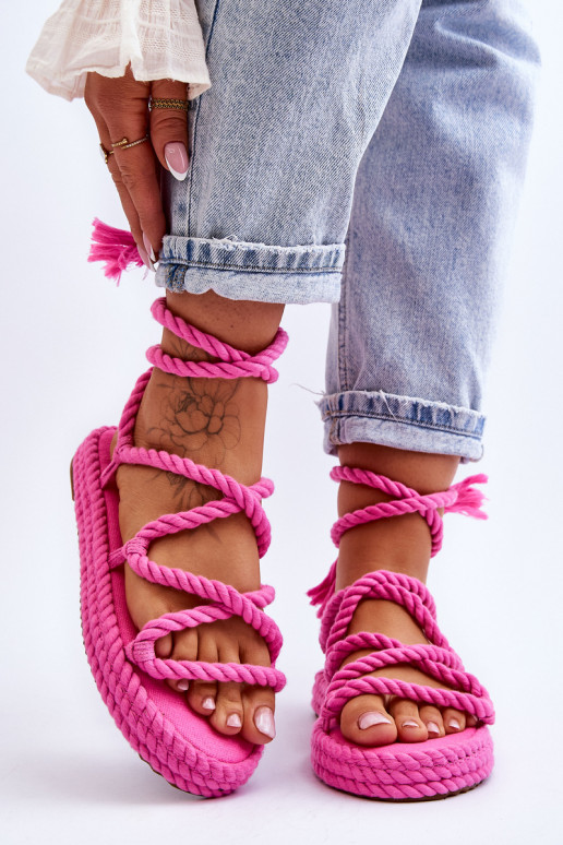 Tied Sandals On A Massive Platform Pink Can't Wait