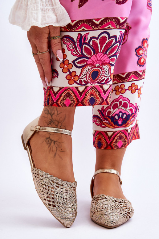 Elegant Women's Sandals Flat Gold Sheia