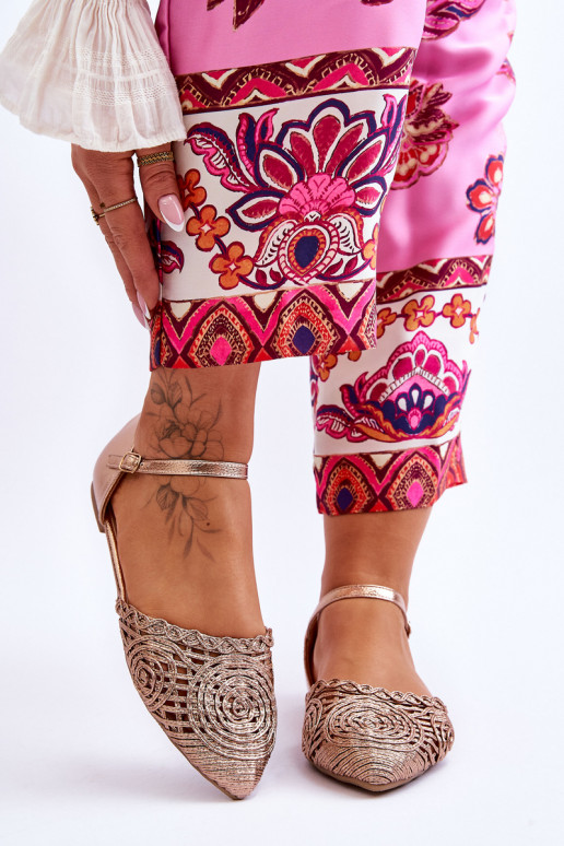 Elegant Women's Sandals Flat Rose Gold Sheia