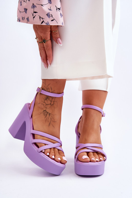 Fashionable High Heels Sandals With Straps Violet Shemira