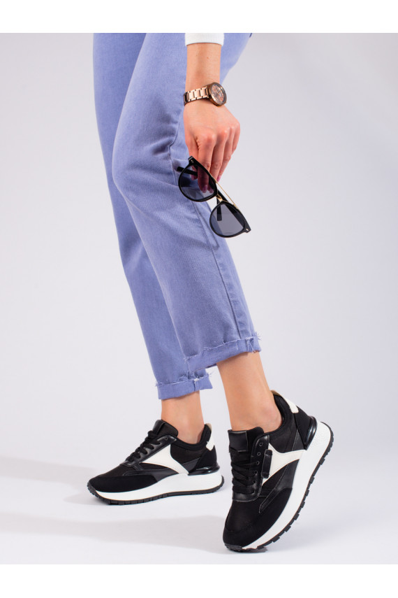   black sneakers with a high platform Shelovet