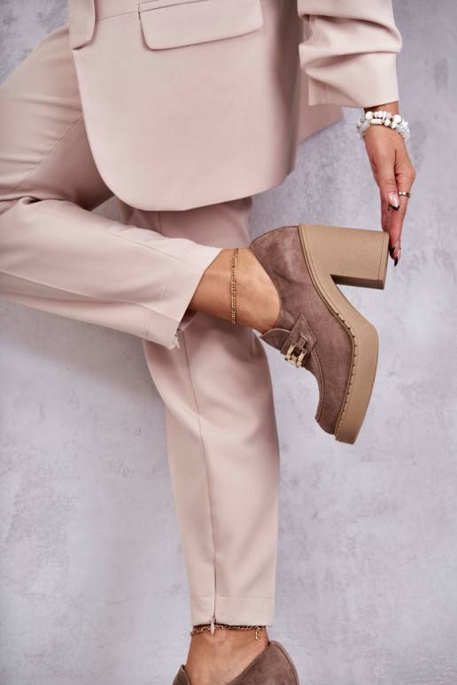 Suede shoes on a massive post Beige Jaime