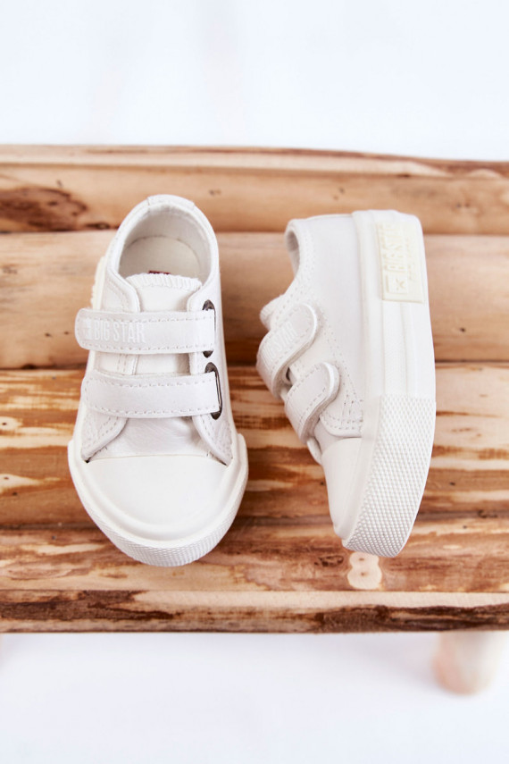 Children's Leather Sneakers With Velcro BIG STAR KK374093 White