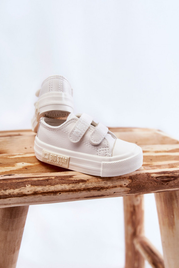 Children's Leather Sneakers With Velcro BIG STAR KK374093 White