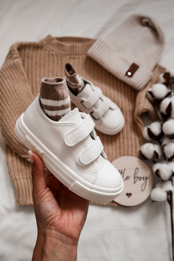 Children's Leather Sneakers With Velcro BIG STAR KK374093 White