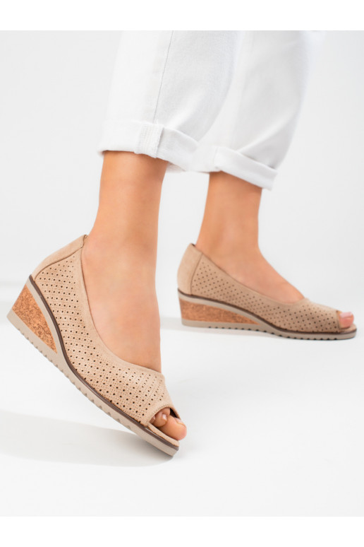 with elements of openwork of suede  High heels  Potocki beige