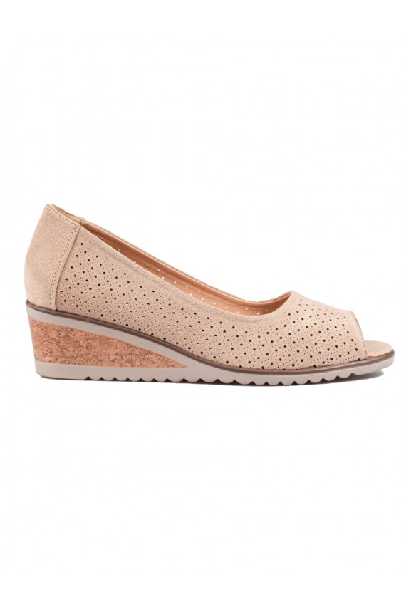 with elements of openwork of suede  High heels  Potocki beige