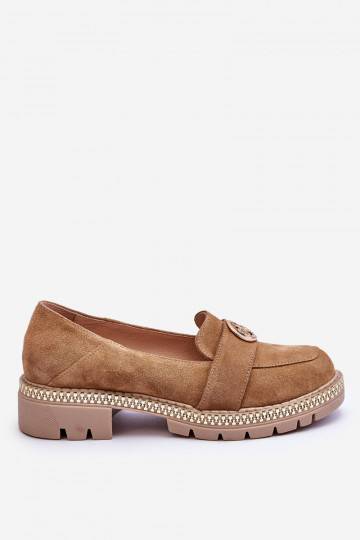 Elegant Suede Loafers Dark Beige Laverne 2