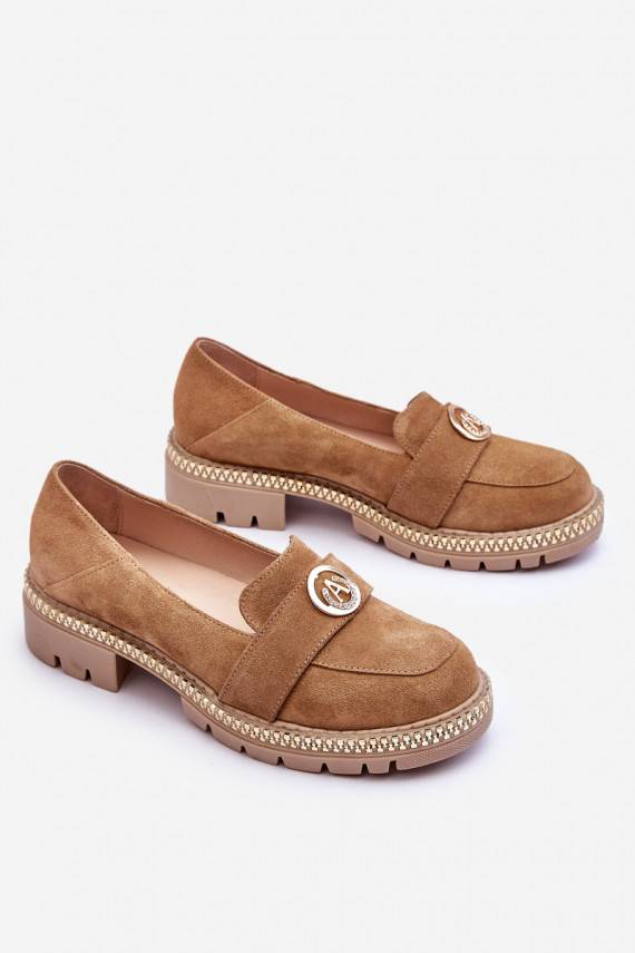 Elegant Suede Loafers Dark Beige Laverne