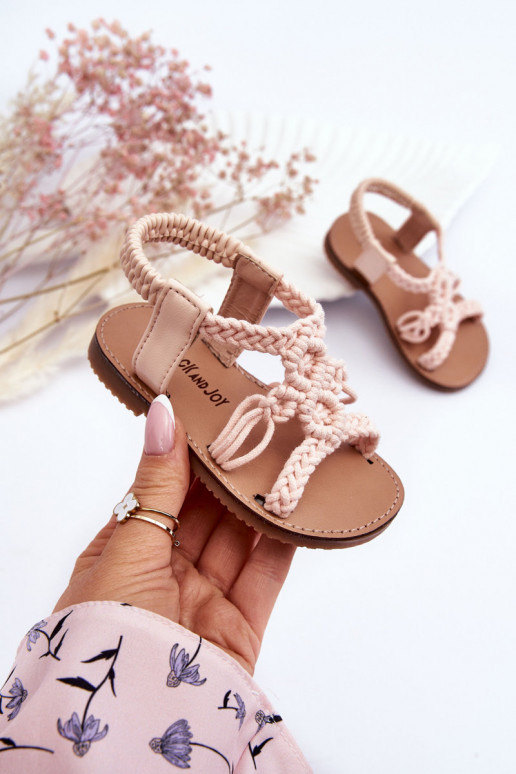 Children's Braided Slip-on Sandals Pink Tracy