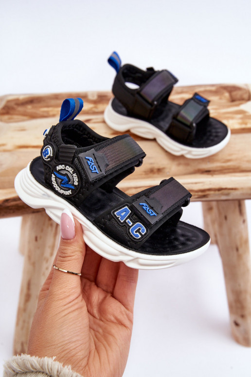 Children's Light Sandals Black and Blue Maxel