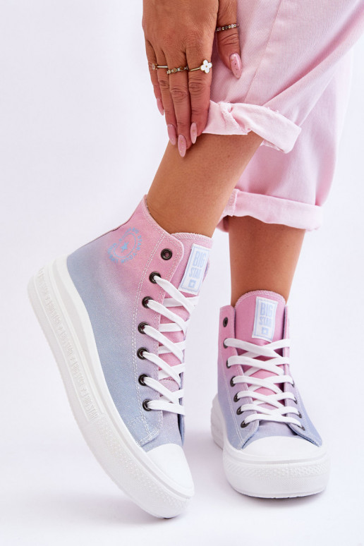 High Platform Sneakers Big Star LL274A191 Pink and Blue