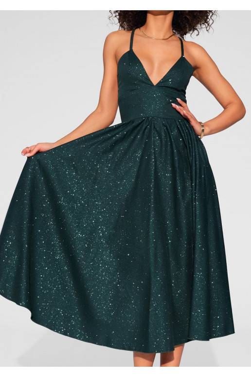 Livia - Green midi brocade strap dress Livia - Green midi brocade strap dress