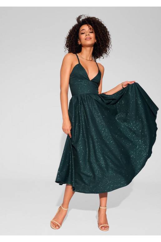 Livia - Green midi brocade strap dress Livia - Green midi brocade strap dress