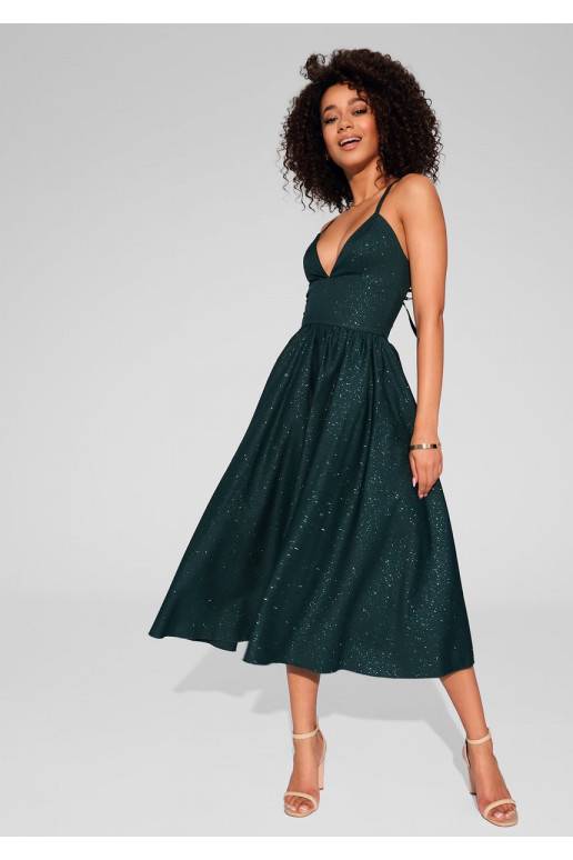 Livia - Green midi brocade strap dress Livia - Green midi brocade strap dress