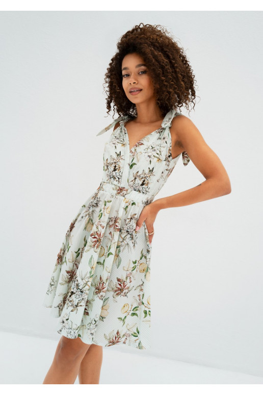 Alva - Mint blue floral mini summer dress