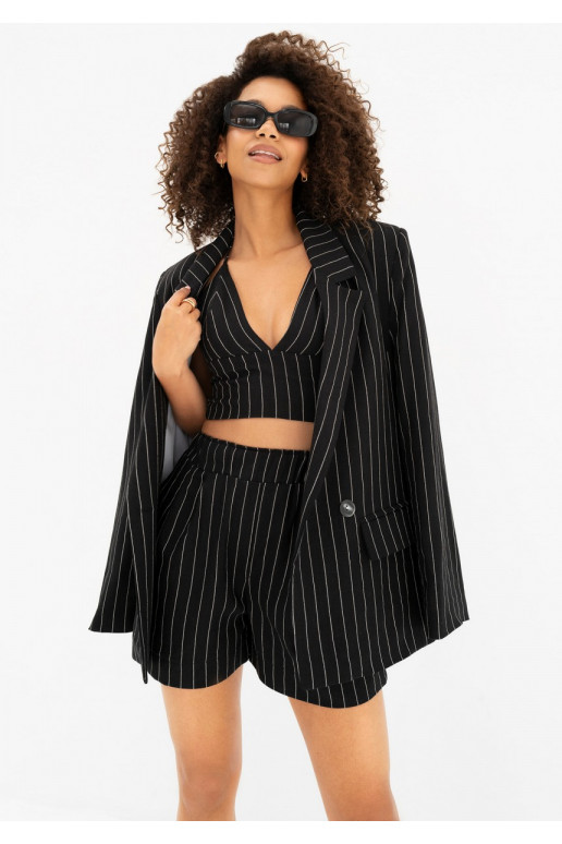 Ivy - Black striped linen blazer