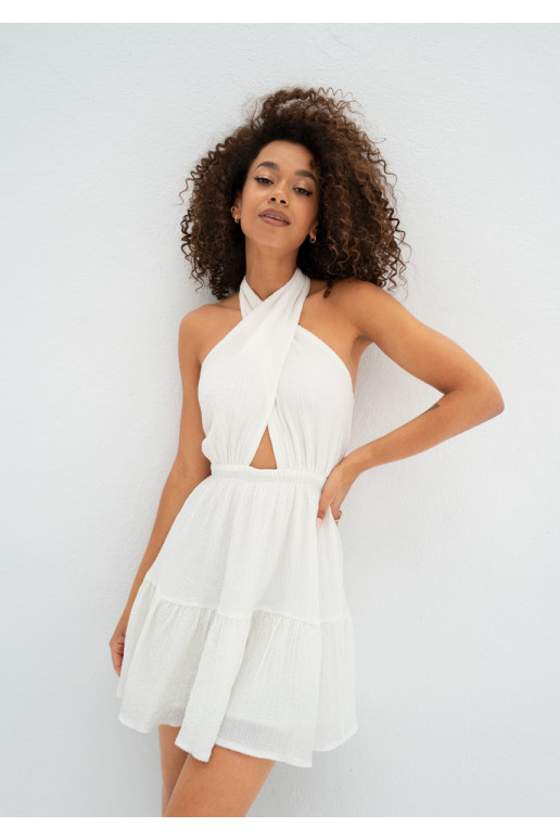 Marita - White rayon mini dress