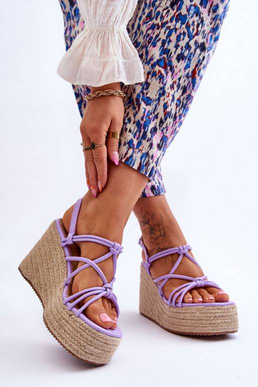 Fashionable Wedge Sandals With Braid Violet Nessia  Fashionable Wedge Sandals With Braid Violet Nessia