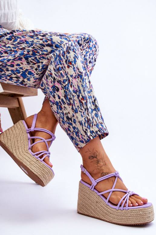 Fashionable Wedge Sandals With Braid Violet Nessia  Fashionable Wedge Sandals With Braid Violet Nessia