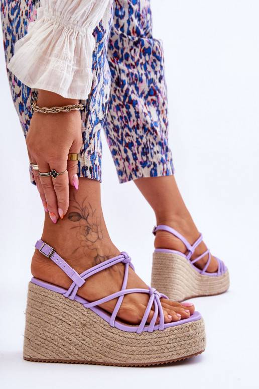 Fashionable Wedge Sandals With Braid Violet Nessia  Fashionable Wedge Sandals With Braid Violet Nessia