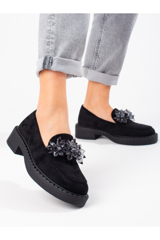   of suede Women's moccasins Potocki black