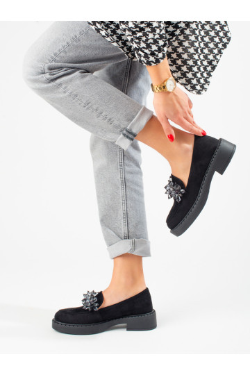   of suede Women's moccasins Potocki black 2