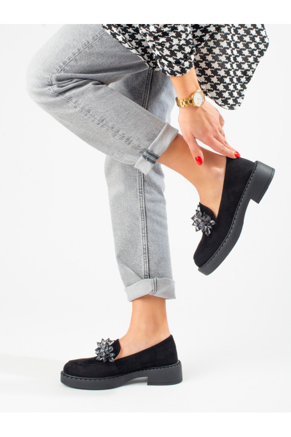   of suede Women's moccasins Potocki black