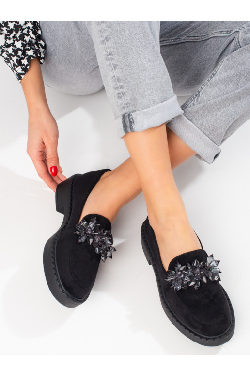   of suede Women's moccasins Potocki black