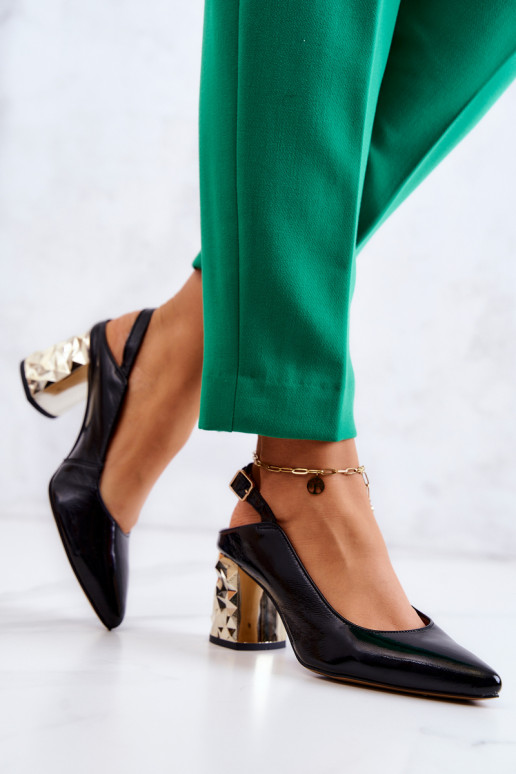 Leather Pumps On A Bar Maciejka 05427-01 Black Leather Pumps On A Bar Maciejka 05427-01 Black