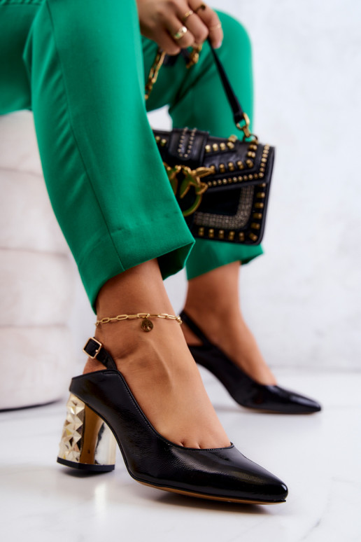 Leather Pumps On A Bar Maciejka 05427-01 Black Leather Pumps On A Bar Maciejka 05427-01 Black
