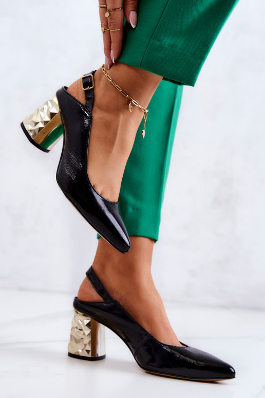 Leather Pumps On A Bar Maciejka 05427-01 Black Leather Pumps On A Bar Maciejka 05427-01 Black