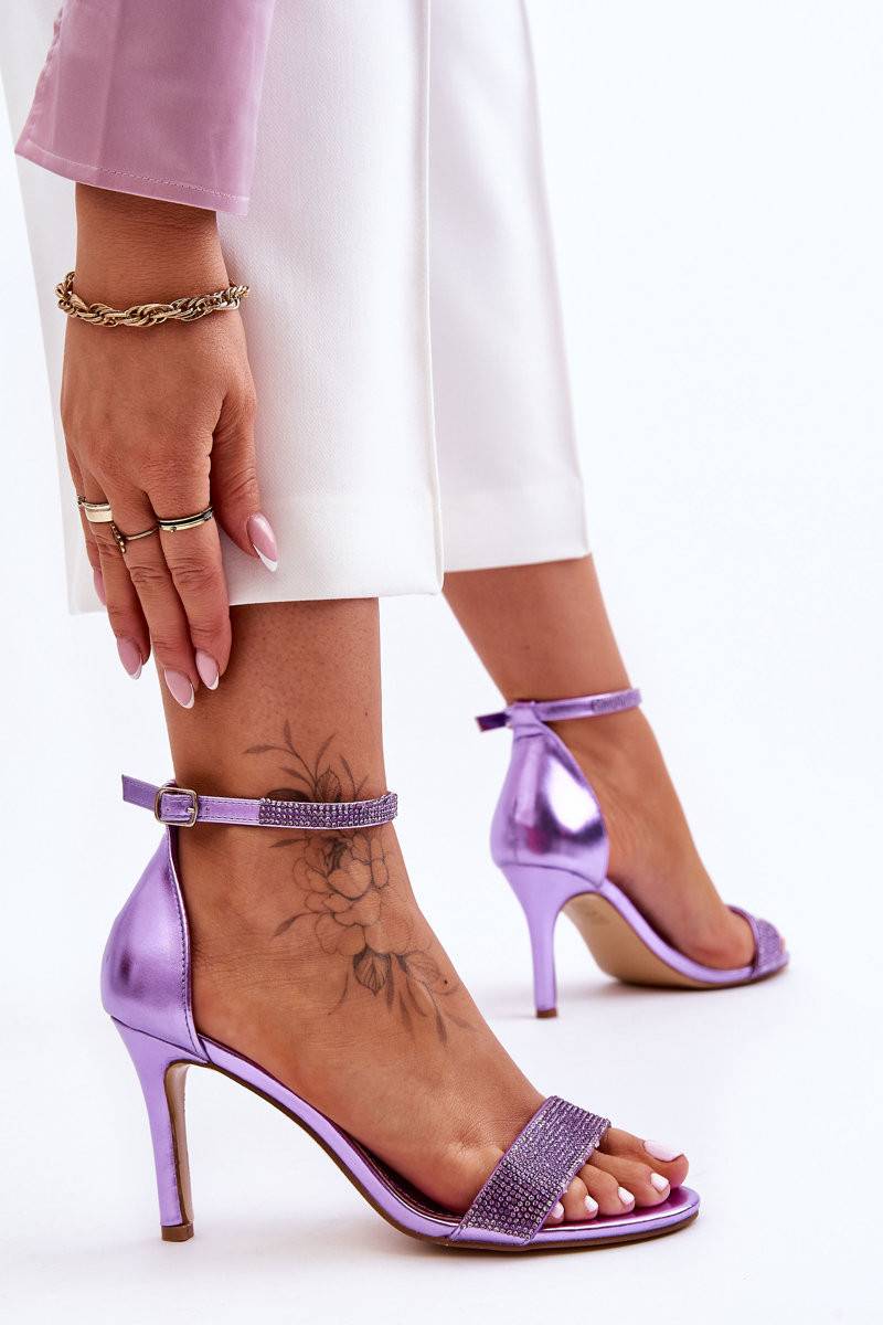 Purple Metallic Slingback Shoes Pointy Toe Comfortable Flats|FSJshoes