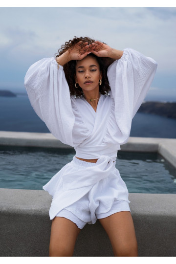 Capri - White muslin wrap shirt 2