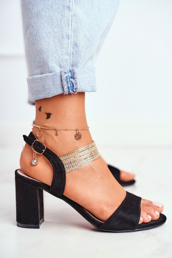 Women's Stiletto Sandals Suede Black Enjoy